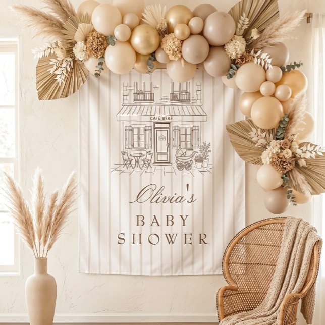 Café Bébé Baby Shower Backdrop Coffee Neutral (Creator Uploaded)