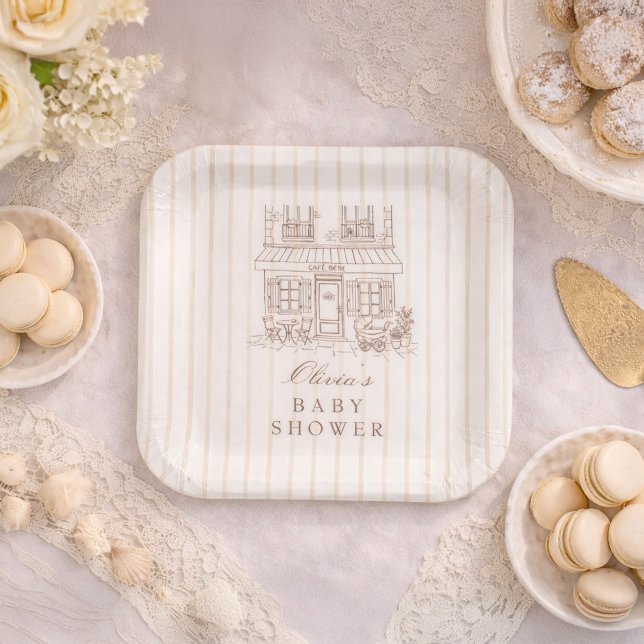 Cafe Bebe Baby Shower  Paper Plates (Creator Uploaded)