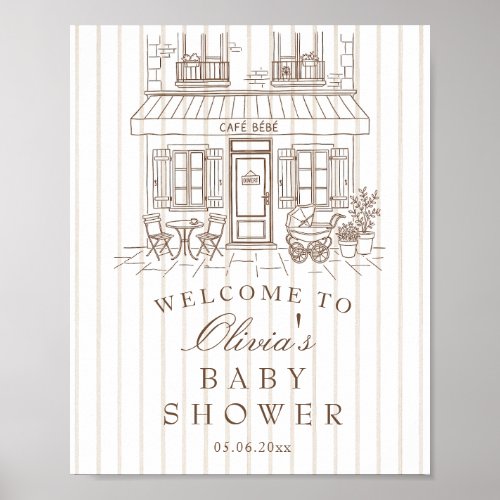 Cafe Bébé Baby Shower  Welcome Poster