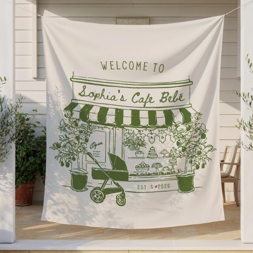 Cafe Bebe Baby Shower Welcome Sign, Coffee Theme  Tapestry
