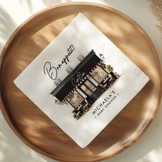 Café Bébé Black & White Bon Appétit Baby Shower Napkins (Creator Uploaded)