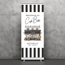 Café Bébé Black & White Paris Baby Shower Welcome