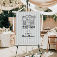 Cafe Bebe Blue Stripes Baby Shower Welcome