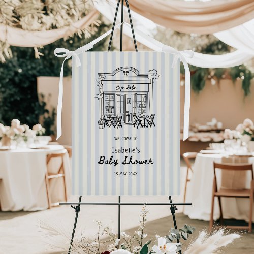 Cafe Bebe Blue Stripes Baby Shower Welcome