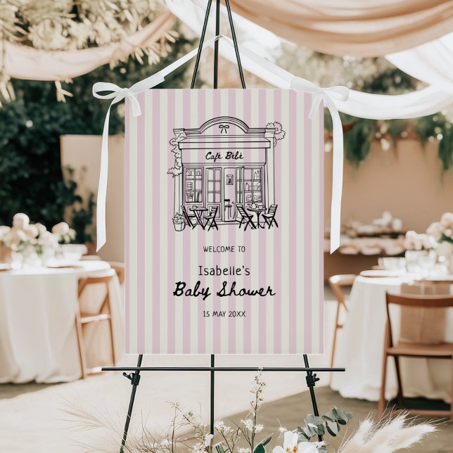 Cafe Bebe Blush Stripes Baby Shower Welcome Foam Board (Creator Uploaded)