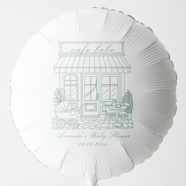 Cafe Bebe Bonjour Baby Shower Balloon (Front)