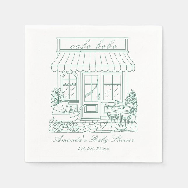 Cafe Bebe Bonjour Baby Shower Napkins (Front)