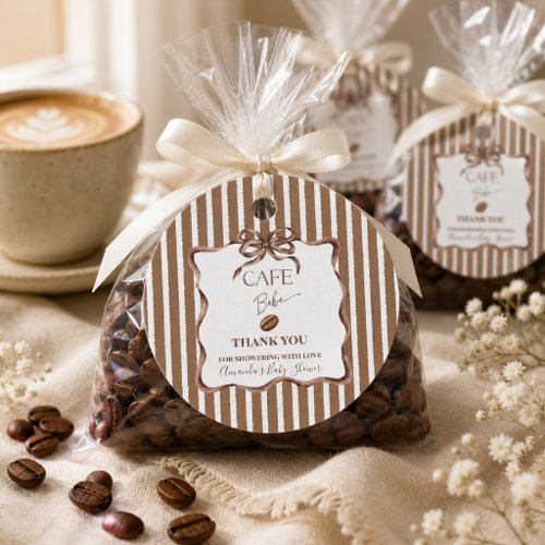 Cafe Bebe Bow Coffee Baby Shower Party Favor Tags