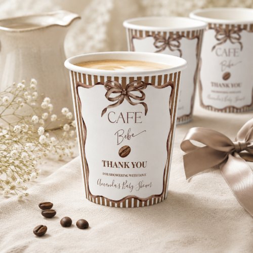 Cafe Bebe Bow Coffee Baby Shower Party Paper Cups