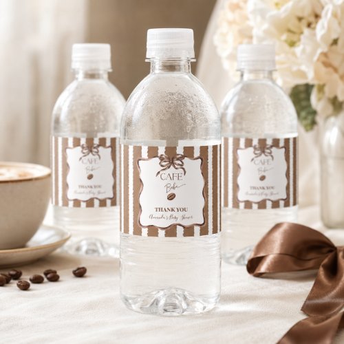 Cafe Bebe Bow Coffee Baby Shower Party Water Bottle Label