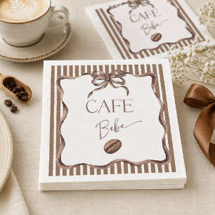 Cafe Bebe Brown Bow Coffee Baby Shower Napkins