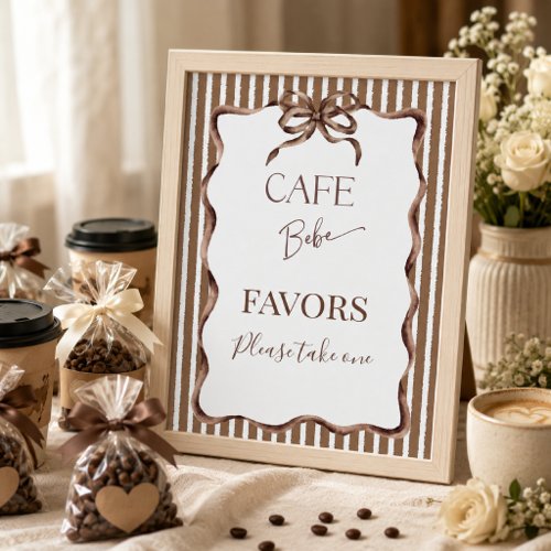 Cafe Bebe Brown Brewing Coffee Baby Shower Favor Poster