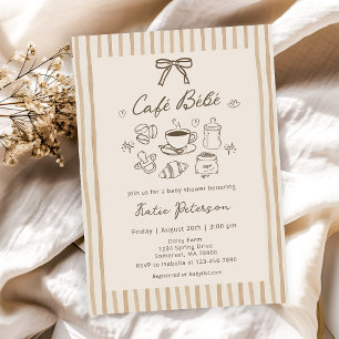 Cafe Bebe Brown Coffee Baby Shower Invitation 