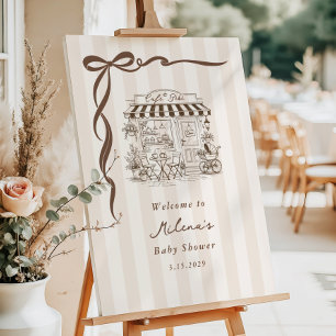 Cafe Bebe Brunch Whimsical Bow Baby Shower Welcome Foam Board