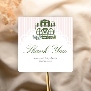 Cafe Bebe Coffee Baby Shower Square Sticker