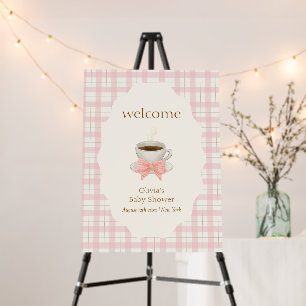 Cafe Bébé Coffee Gingham Baby shower Welcome Sign