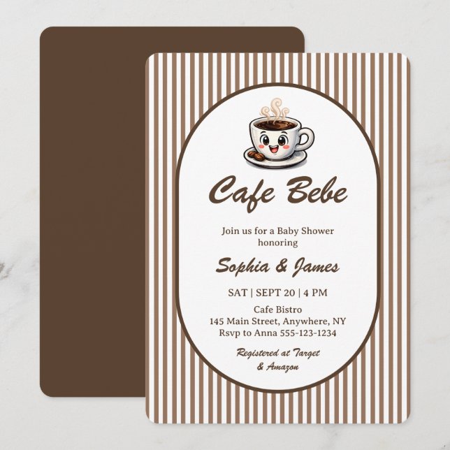 Cafe Bebe Cute Cafe Themed Baby Shower Invitation (Front/Back)