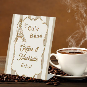 Cafe Bebe French Coffee Drinks Station Tabletop Pedestal Sign