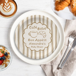 Cafe Bebe French Coffee Personalized Baby Shower Paper Plates