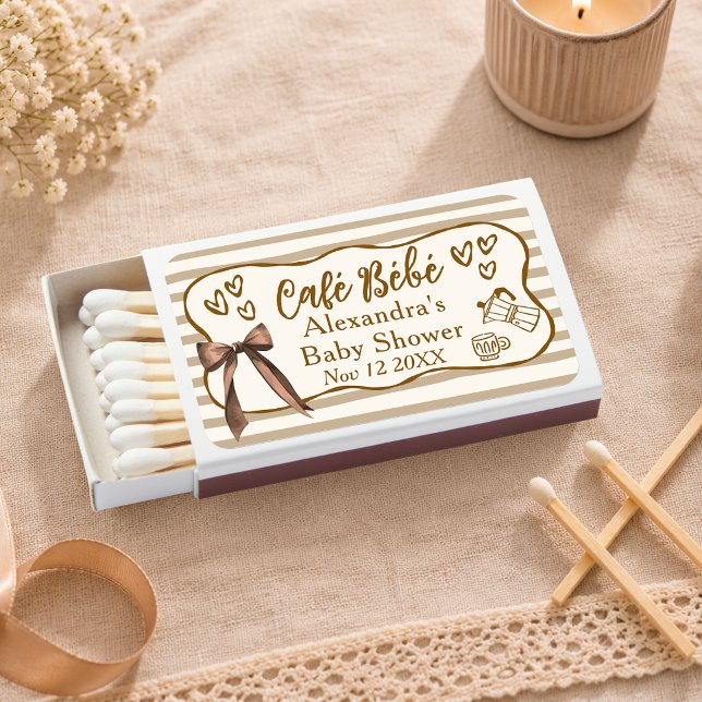 Cafe Bebe French Coffee Shop Baby Shower Favors Matchboxes (Creator Uploaded)