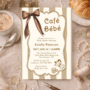 Cafe Bebe French Coffee Shop Themed Baby Shower Invitation