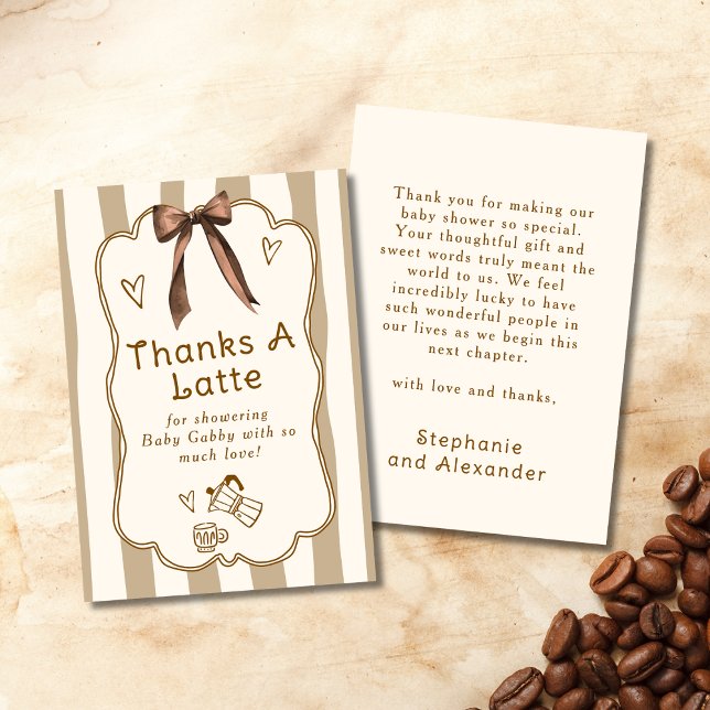 Cafe Bebe French Coffee Shop Themed Baby Shower Thank You Card (Creator Uploaded)