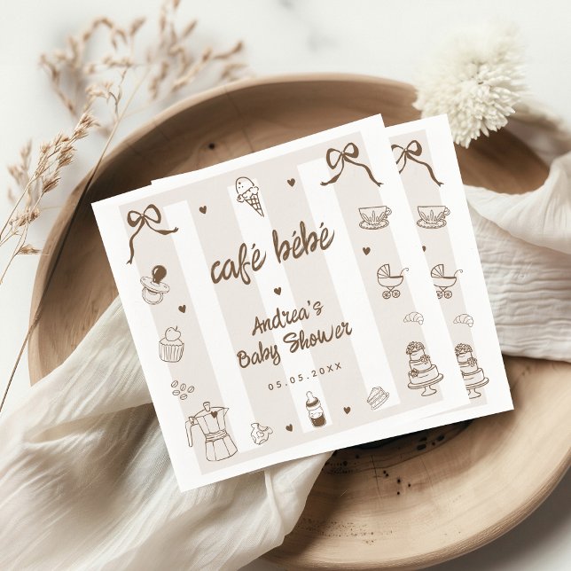 Café Bébé French Hand Drawn Baby Shower Napkins (Creator Uploaded)