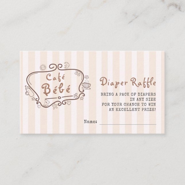 Café Bébé French Modern Gender Neutral Baby Shower Enclosure Card (Front)