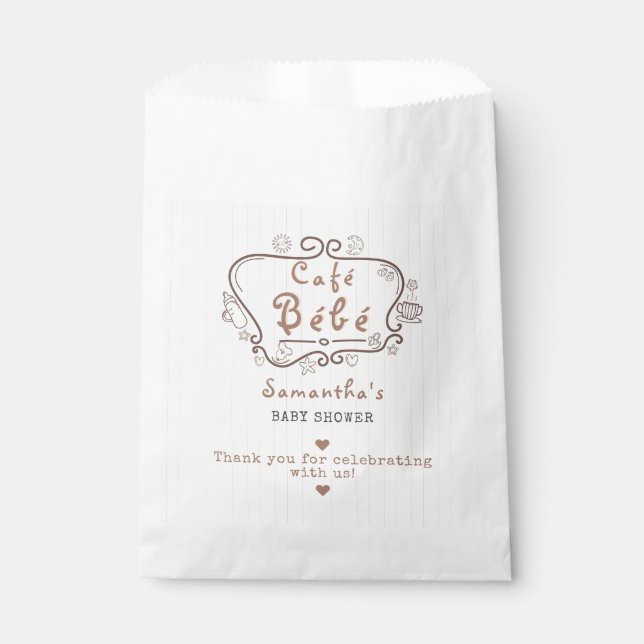 Café Bébé French Modern Gender Neutral Baby Shower Favor Bag (Front)