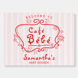 Café Bébé French Modern Pink Red Girl Baby Shower Foam Board