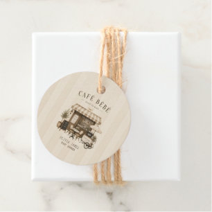 Cafe bebe gender neutral brown baby shower favor tags