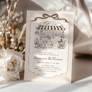 Cafe Bebe Gender Neutral Elegant Brown Baby Shower Invitation