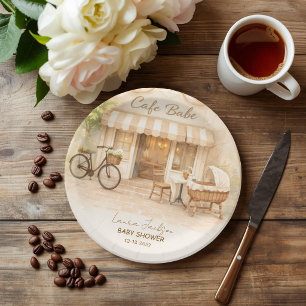 Cafe Bebe Gender Neutral Elegant Brown Baby Shower Paper Plates