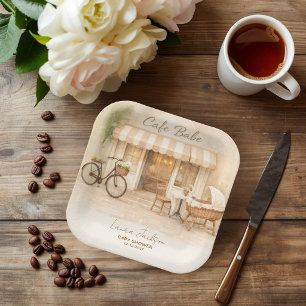 Cafe Bebe Gender Neutral Elegant Brown Baby Shower Paper Plates