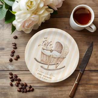 Cafe Bebe Gender Neutral Elegant Brown Baby Shower Paper Plates