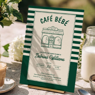 CAFÉ BÉBÉ GREEN COFFEE Baby Shower Invitation