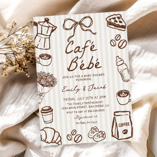 Cafe Bebe Hand Drawn Coffee Baby Shower Invitation