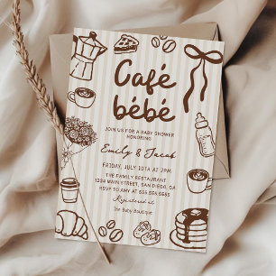 Cafe Bebe Hand Drawn Coffee Baby Shower Invitation