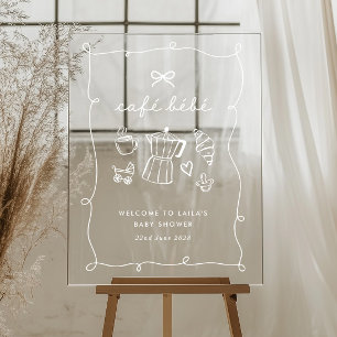 Cafe Bebe Home Coffee Baby Shower Latte Welcome Acrylic Sign