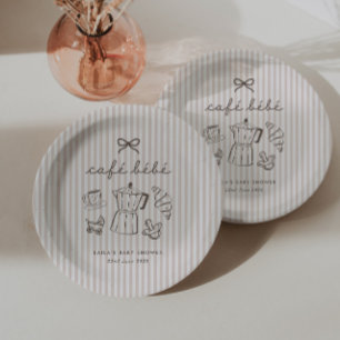 Cafe Bebe Home Coffee Baby Shower Stripy Paper Plates
