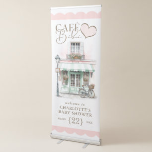 Café Bébé Paris Themed Baby Shower Welcome Retractable Banner