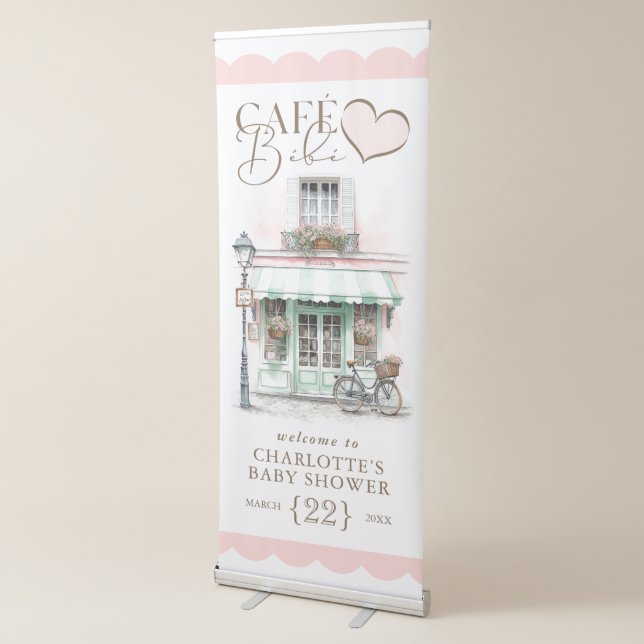 Café Bébé Paris Themed Baby Shower Welcome Retractable Banner (3/4)