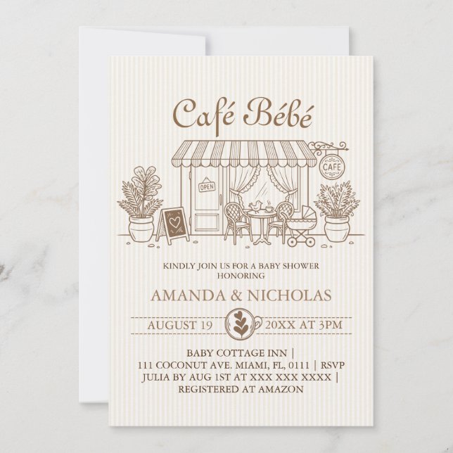 Cafe Bebe Parisian Baby Shower Invitation (Front)