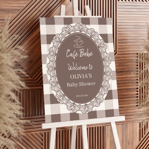 Cafe Bebe Rustic Neutral Baby Shower Welcome Foam Board
