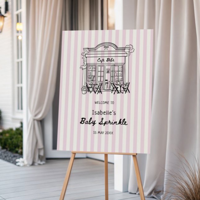 Cafe Bebe Soft Pink Stripes Baby Sprinkle Welcome Foam Board (Creator Uploaded)