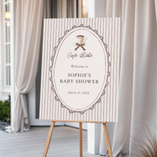 Cafe Bebe Vintage Coffee Baby Shower Welcome Foam Board