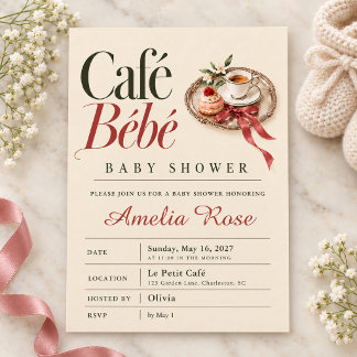 Café Bébé Vintage Patisserie Baby Shower Invitation