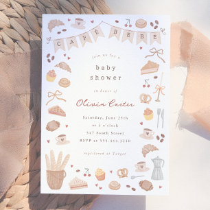 Cafe Bebe Watercolor Baby Shower Invitation