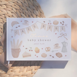 Cafe Bebe Watercolor Illustration Baby Shower Foil Guest Book