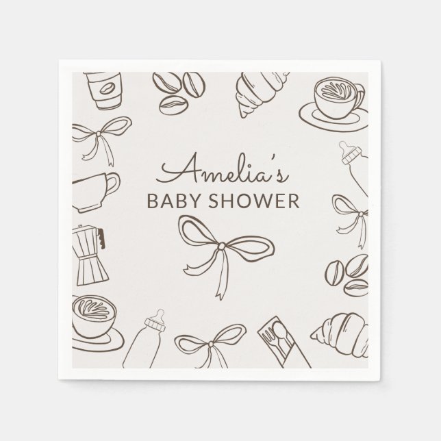 Cafe Bebe Whimsical Bow Baby Shower  Napkins (Front)